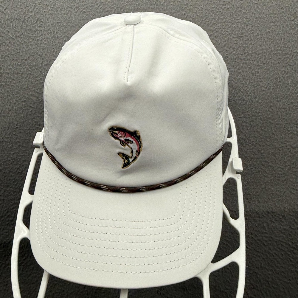 Poncho Outdoors Hat Cap Snap Back White Fish Rope Detail Mens One Size Fishing